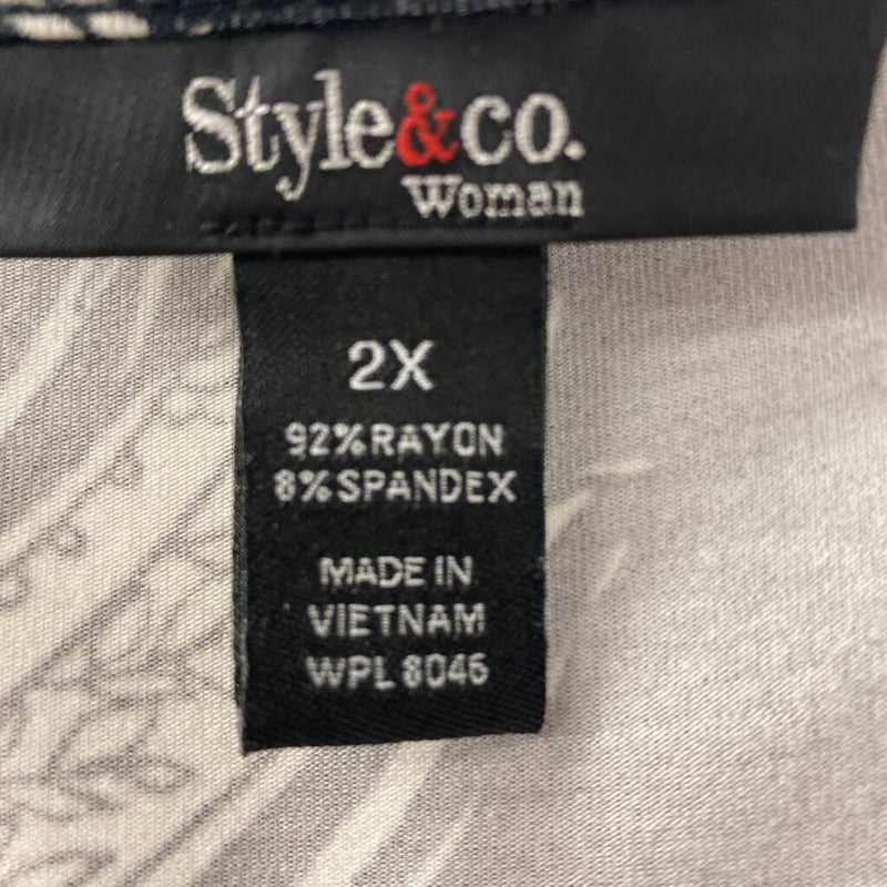 WOMEN'S PLUS DRESS black white 2X
