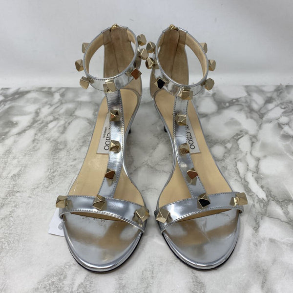 JIMMY CHOO WOMEN'S HEELS silver gold 36.5