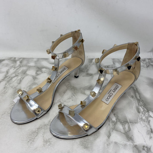 JIMMY CHOO WOMEN'S HEELS silver gold 36.5