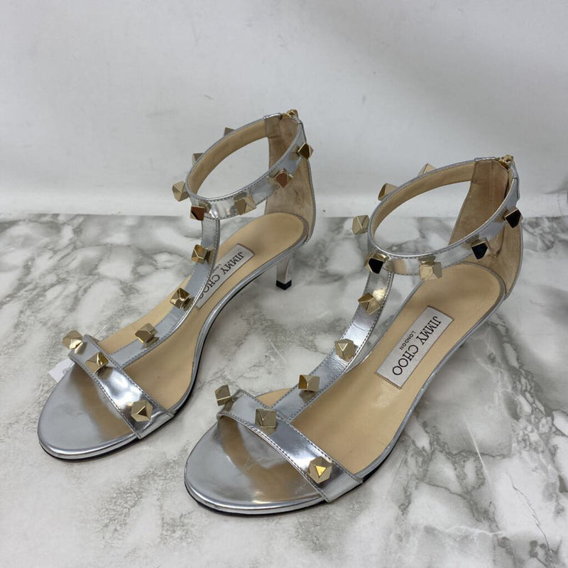 JIMMY CHOO WOMEN'S HEELS silver gold 36.5