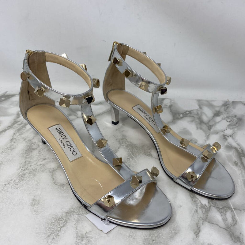 JIMMY CHOO WOMEN'S HEELS silver gold 36.5