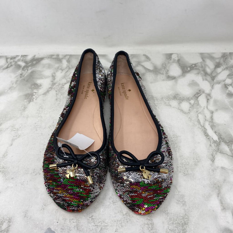 KATE SPADE WOMEN'S FLATS silver black multi 10