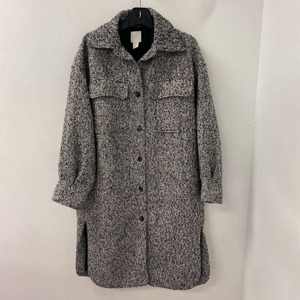 H&M WOMEN'S COAT black white mix S