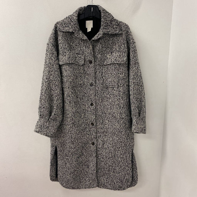 H&M WOMEN'S COAT black white mix S