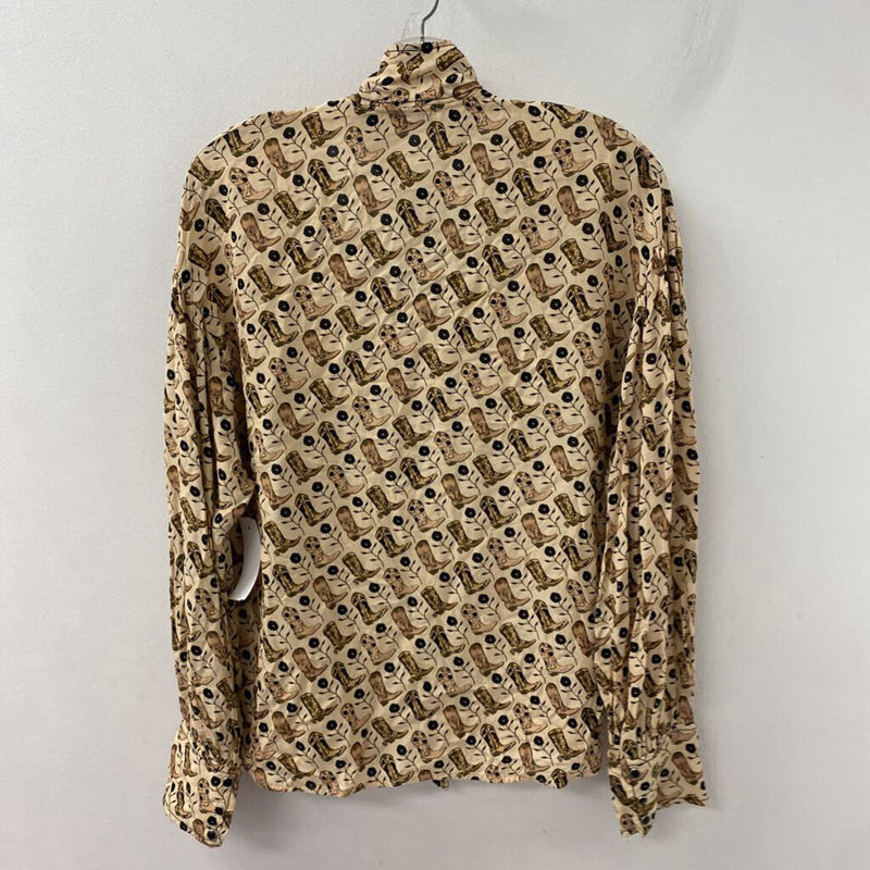 SANDRO WOMEN'S BLOUSE/SHIRT beige black brown mix M