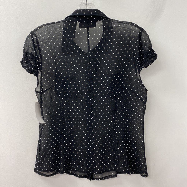 INC WOMEN'S BLOUSE/SHIRT black white dots 10
