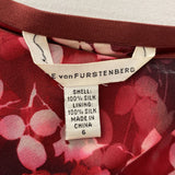 DIANE von FURSTENBERG WOMEN'S SKIRT red floral 6