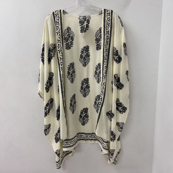WOMEN'S KIMONO/DUSTER cream black L
