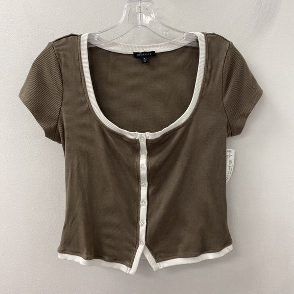 DYNAMITE WOMEN'S TOP brown white M