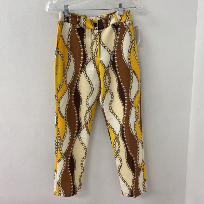 Venti6 WOMEN'S PANTS white yellow brown S