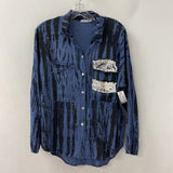 made in Italy WOMEN'S BLOUSE/SHIRT blue black print M