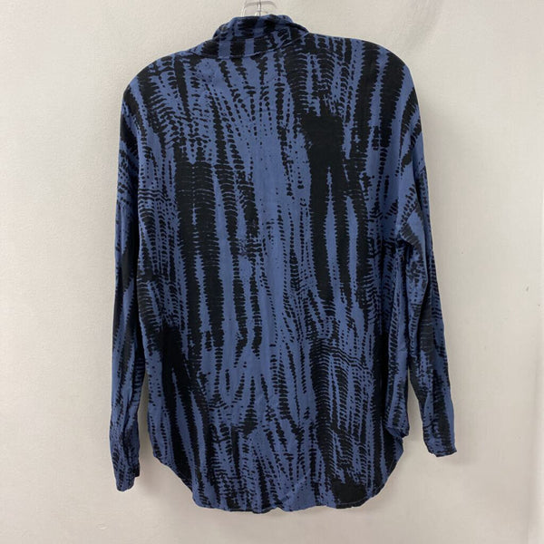 made in Italy WOMEN'S BLOUSE/SHIRT blue black print M