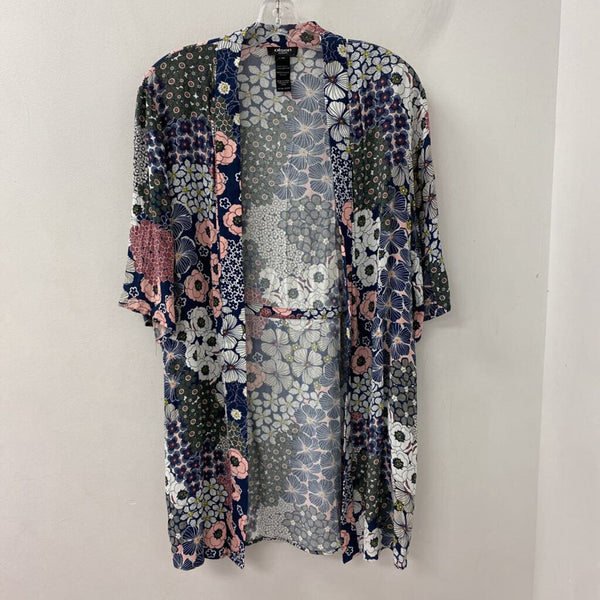 OLSEN WOMEN'S KIMONO/DUSTER navy pink white L/XL