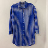 SEVENTY WOMEN'S BLOUSE/SHIRT blue white M/L