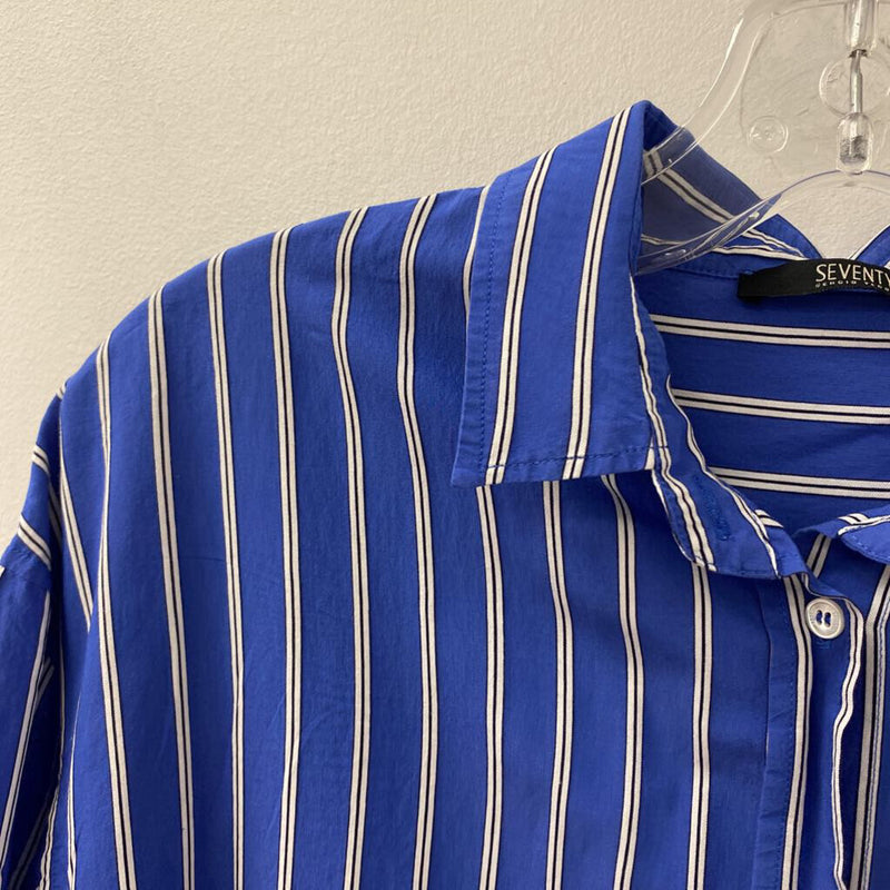 SEVENTY WOMEN'S BLOUSE/SHIRT blue white M/L