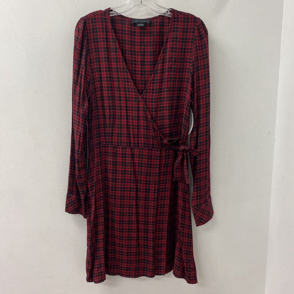 SANCTUARY WOMEN'S DRESS red black plaid 8