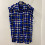 ZARA WOMEN'S BLAZER/JACKET royal blue plaid S