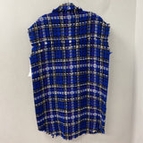 ZARA WOMEN'S BLAZER/JACKET royal blue plaid S