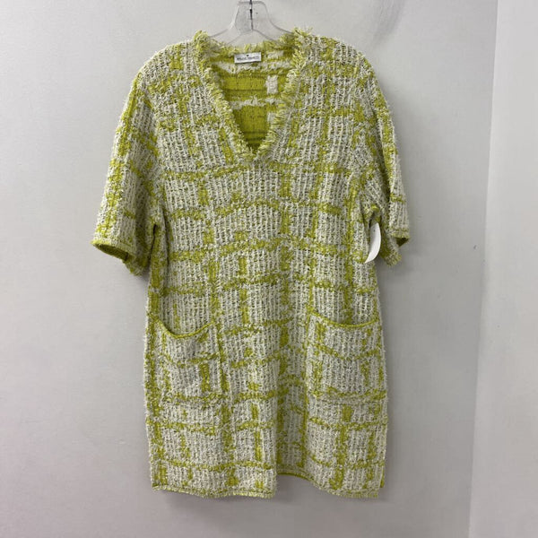 bruno manetti WOMEN'S DRESS yellow off white mix S/44