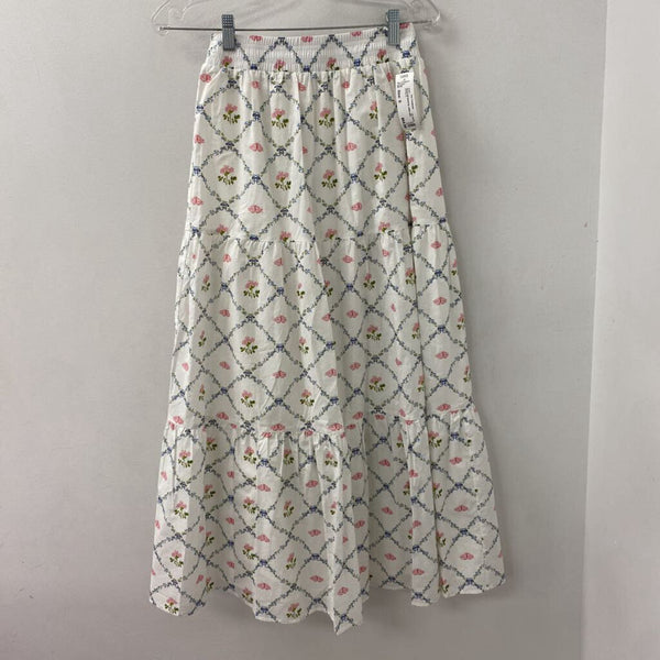 Hill House WOMEN'S SKIRT white pink green mix S