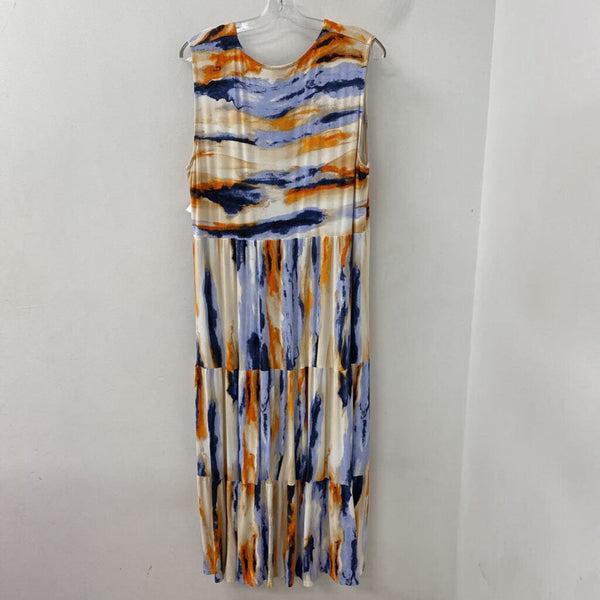 PURE Essence WOMEN'S DRESS orange blue print XL