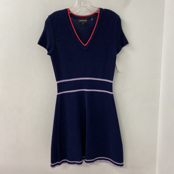 EMPORIO ARMANI WOMEN'S DRESS navy purple coral mix M/44
