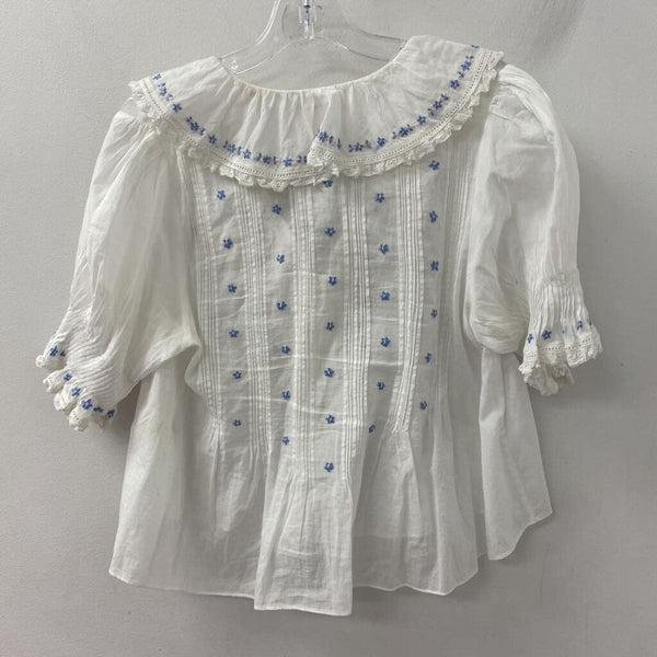 Doen WOMEN'S BLOUSE/SHIRT white blue mix M