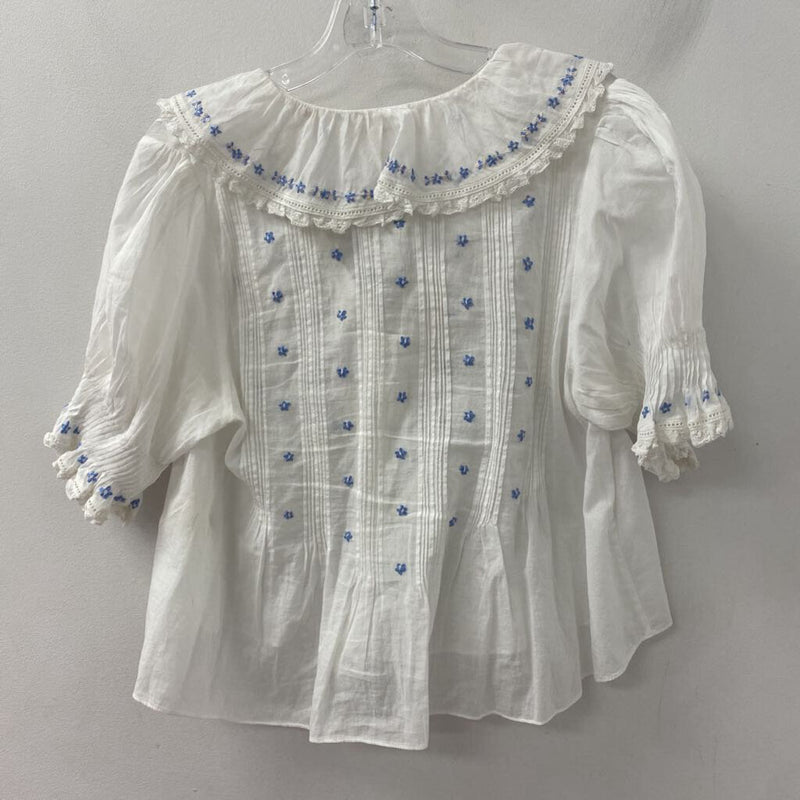 Doen WOMEN'S BLOUSE/SHIRT white blue mix M