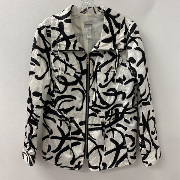 CHICOS WOMEN'S BLAZER/JACKET white black 8/1