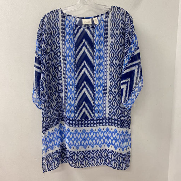 CHICOS WOMEN'S TOP blue white 8/1