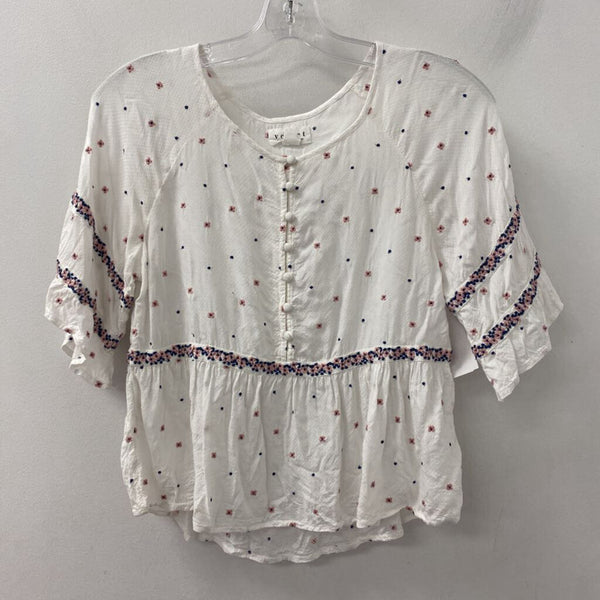 VELVET by graham & spencer WOMEN'S BLOUSE/SHIRT white pink navy XS