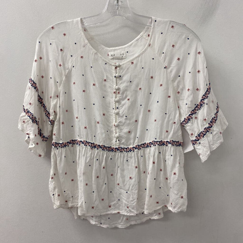 VELVET by graham & spencer WOMEN'S BLOUSE/SHIRT white pink navy XS