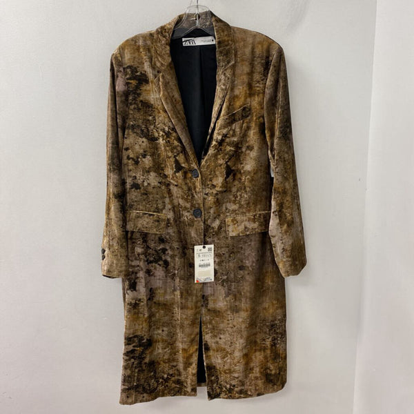ZARA WOMEN'S BLAZER/JACKET brown green beige S