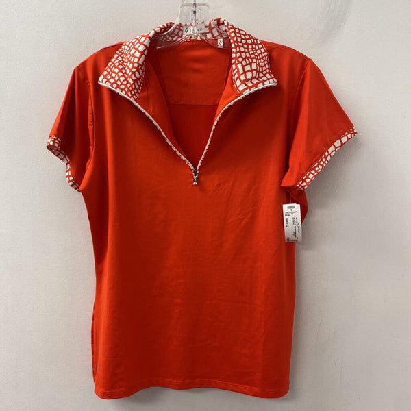 lopez WOMEN'S ACTIVE TOP orange white L