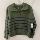 ROOTS WOMEN'S SWEATER olive green navy L