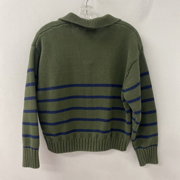 ROOTS WOMEN'S SWEATER olive green navy L