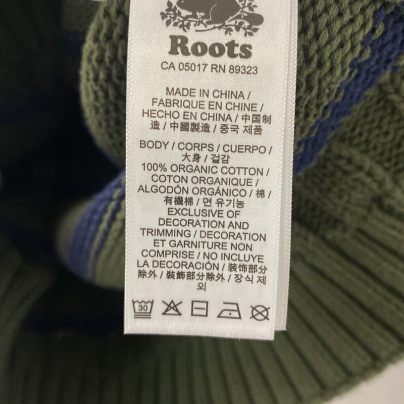 ROOTS WOMEN'S SWEATER olive green navy L