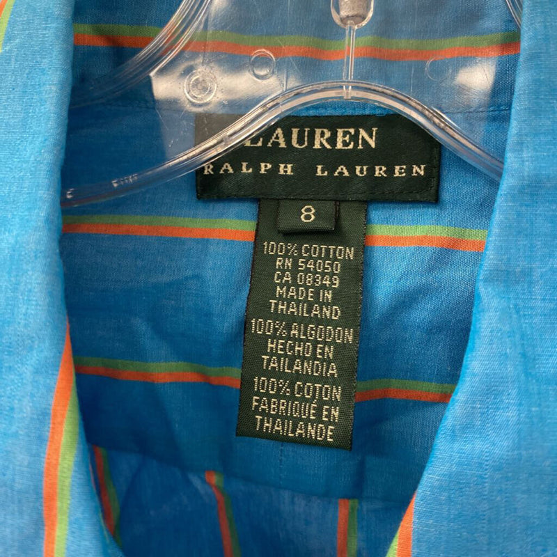 LAUREN ralph lauren WOMEN'S BLOUSE/SHIRT blue striped 8