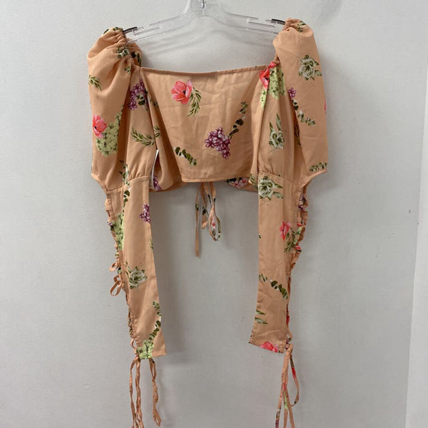 BANJUL WOMEN'S TOP peach pink green mix L