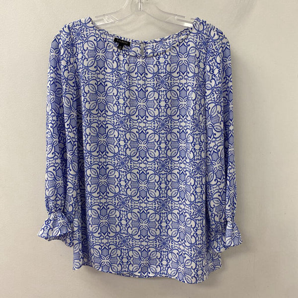 TALBOTS WOMEN'S BLOUSE/SHIRT blue white XS