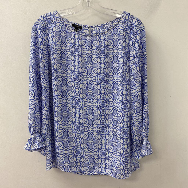 TALBOTS WOMEN'S BLOUSE/SHIRT blue white XS
