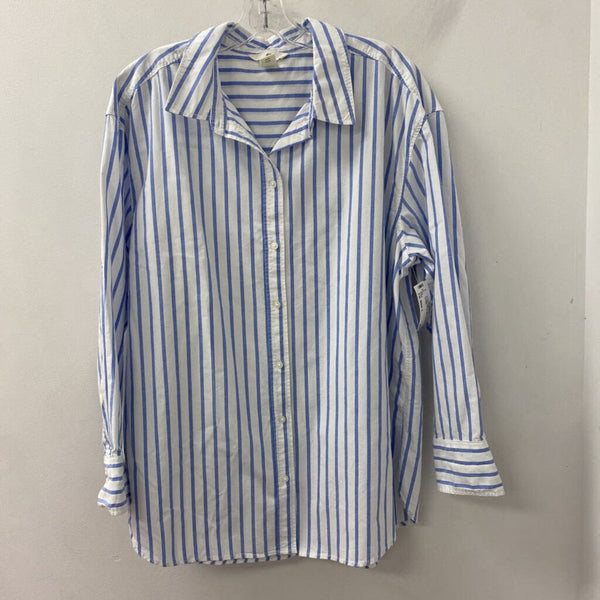 H&M WOMEN'S BLOUSE/SHIRT white blue mix L