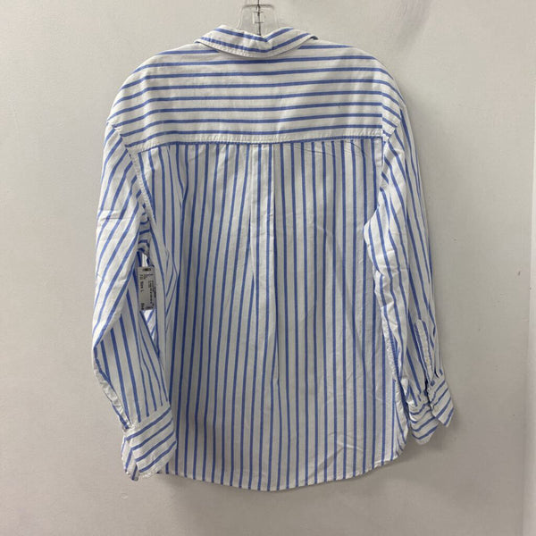H&M WOMEN'S BLOUSE/SHIRT white blue mix L