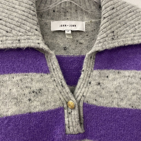 JOHN + JENN WOMEN'S SWEATER grey purple S