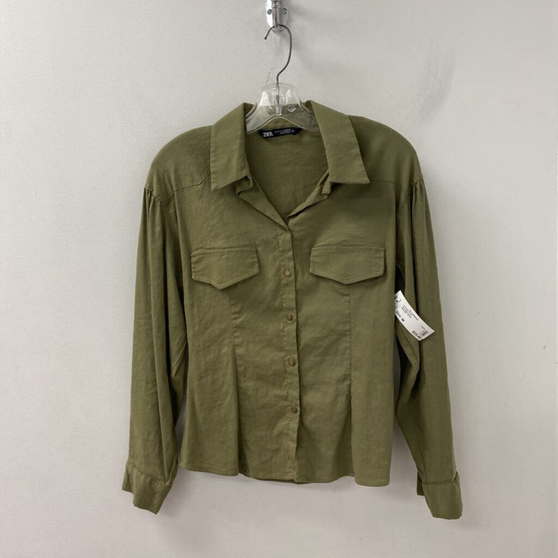 ZARA WOMEN'S BLOUSE/SHIRT olive green M