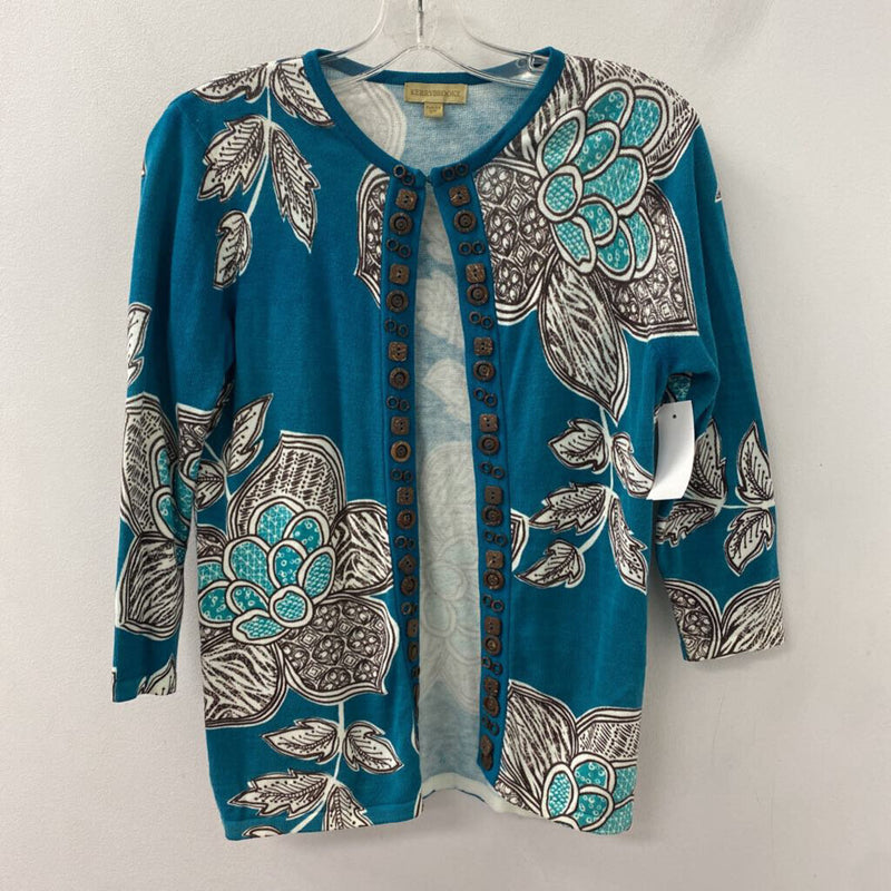 KERRYBROOKE WOMEN'S CARDIGAN turquoise brown floral SP