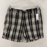 DENVER HAYES WOMEN'S SHORTS white black grey plaid 10