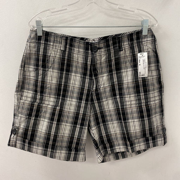 DENVER HAYES WOMEN'S SHORTS white black grey plaid 10