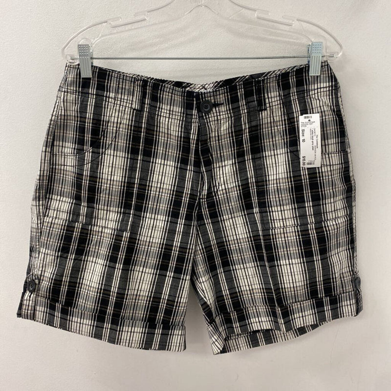 DENVER HAYES WOMEN'S SHORTS white black grey plaid 10