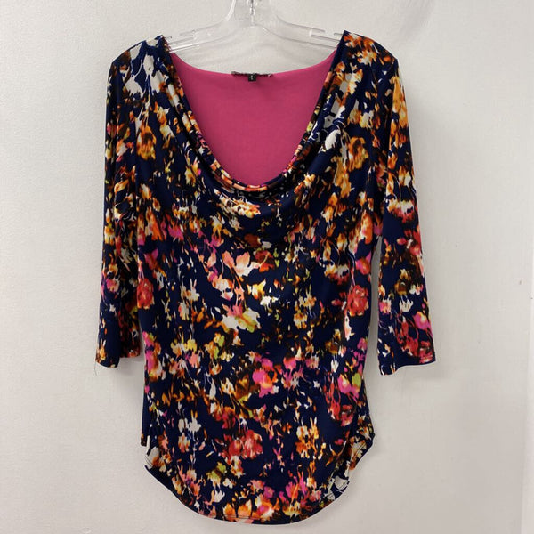MELANIE LYNE WOMEN'S TOP navy pink mix L